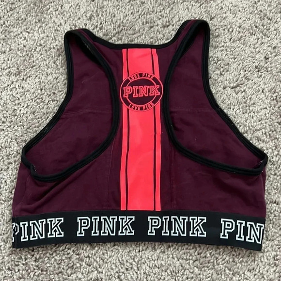 VS PINK High Neck Maroon Sports Bra - Picture 3 of 4